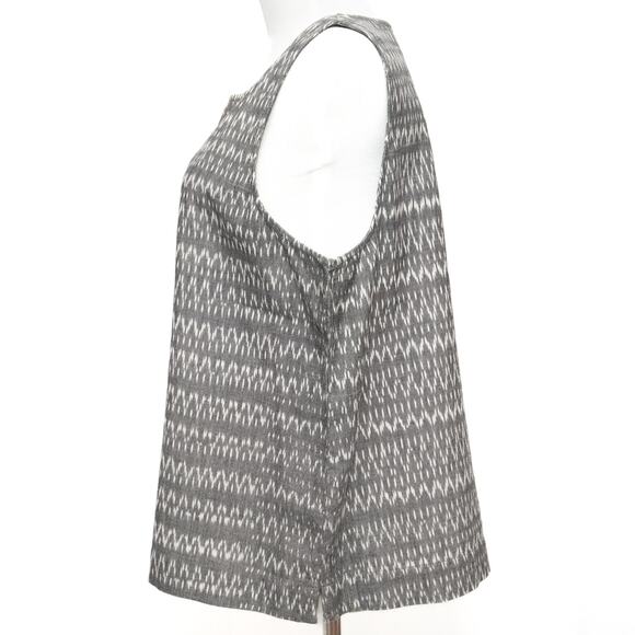 Eileen Fisher Organic Cotton Grey Ikat Printed Tank Top Size Large - Picture 2 of 10
